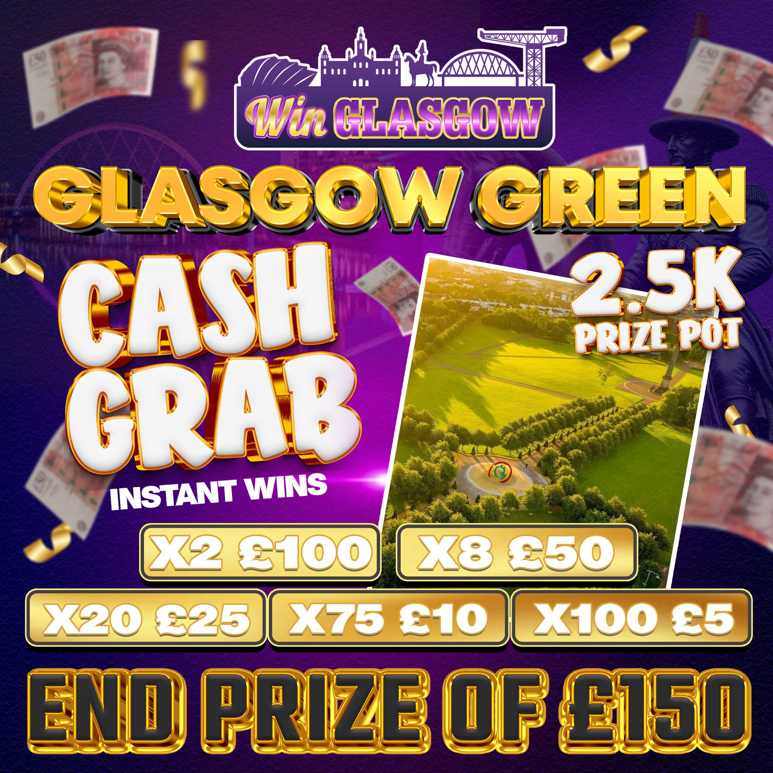 Won 🌳 Glasgow Green Cash Grab!! 2.5k Prize Pot!! 💰